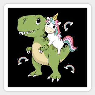 Unicorn Riding Dinosaur Funny Unicorns Party Cute T-Rex Sticker